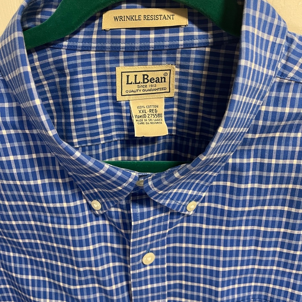 L.L. Bean Wrinkle Resistant Traditional Untucked Fit, Plaid Short Sleeve XXL-Reg - Picture 6 of 12